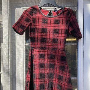 H&M Divided Black and Red Plaid Skater Dress
